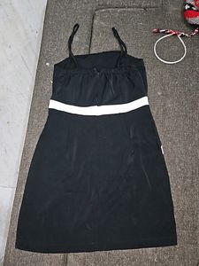 Cider Contrast Trim Black Dress
