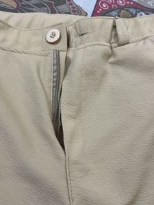 Beige Wide Leg Trousers