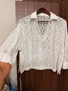 White Crochet Top