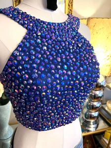 Designer Stone Beads Blue Hot Top Blouse