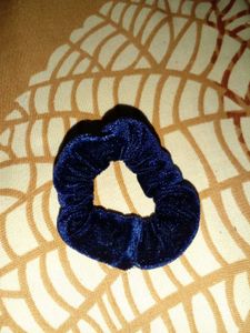 Blue Velvet Bow Scrunchie