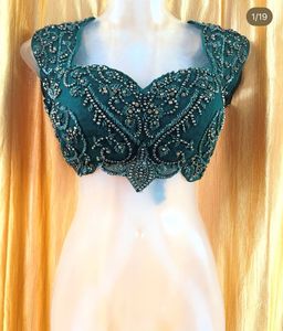 Green Bead & Stone Work Like New Blouse