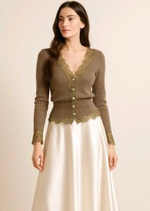 Korean Winter knitted v-neck Vintage Top 🌷🫶🏻