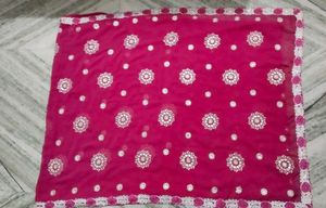 Elegant Pink Embroidered Saree