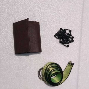 Brown Leather Wallet with Accessories