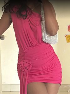 Pink One-Shoulder Dress