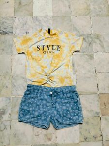 Yellow Mustard T Shirt And Shorts Pant
