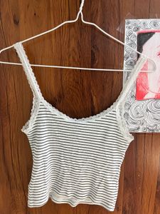 Striped Lace Trim Tank Top