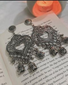 Ethnic Heart Drop Earrings with Jhumkis🌻