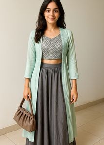 Elegant Grey Skirt Set