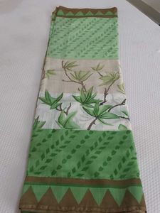 Light Green With White Colour Polycotten Saree