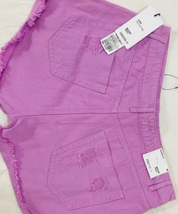 Pink Ripped Denim Shorts