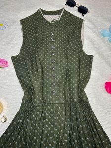 Vintage Olive Midi Dress