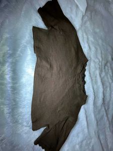 Brown Ribbed Top