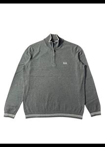 BOSS Grey Half Zip Sweater