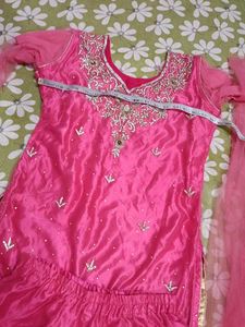 Pink Embroidered Sharara Suit