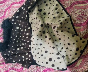 Polka Dot Shawl with Faux Fur