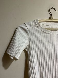 Off White Ribbed Top
