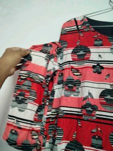 Stylish Red &amp; White Cold Shoulder Top