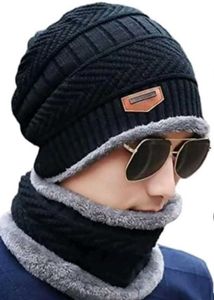 Winter Knitted Beanie Cap & Neck Warmer
