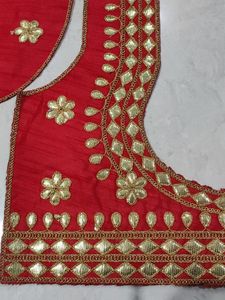 Red Gota Patti Blouse Piece Unstitched