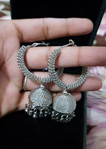 Oxidised Silver Colour Jhumkas🤍