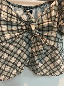 Plaid Puff Sleeve Top