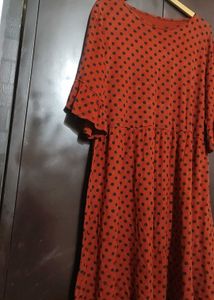 Rust Color Top Tunic Black Polka Dots For 42 Bust