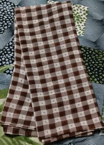 Brown & White Checked Dupatta