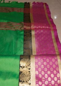 Elegant Green &amp; Pink Saree