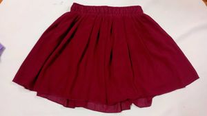 Maroon Pleated Skirt