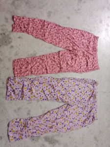 Floral Print Lounge Pants - Two Pairs