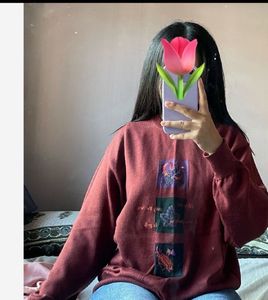 Maroon Embroidered Sweatshirt