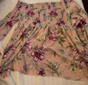 Pink Floral Print Peplum Top