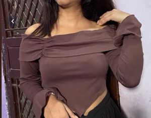 Brown Off-Shoulder Top..ALL SIZES