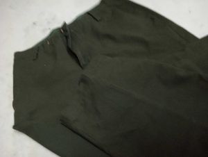 Olive Green Cropped Trousers