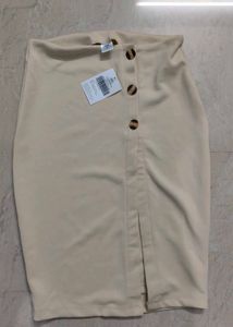Formal Beige Pencil Skirt