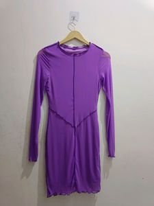 Purple Mesh Mini Dress
