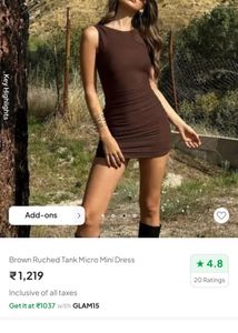 Brown Bodycon Ruched Mini Dress