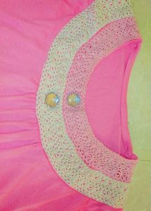 Pink Lace Trim Tunic