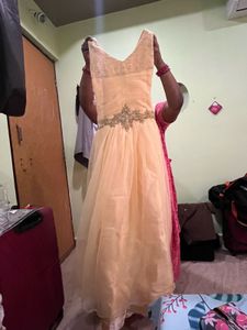 Elegant Peach Ethnic Gown