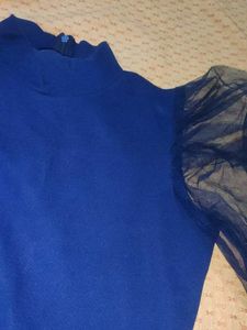 Net Sleeve High Neck Top for Women