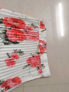 Pleated White Floral Skirt