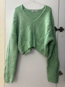Korean V Neck Cropped Pullover