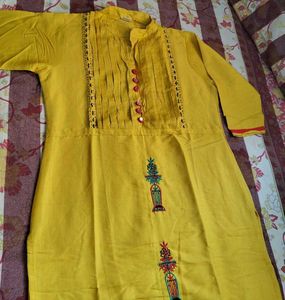 Yellow Embroidered Kurta