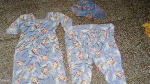Silver Crape Silk Suit