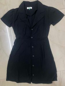 Glitchez Cuban Collar Panelled Mini Shirt Dress