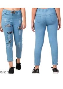 Distressed Graphic Patch Denim