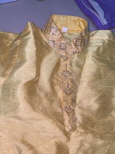 Boy&#39;s Yellow Embellished Sherwani