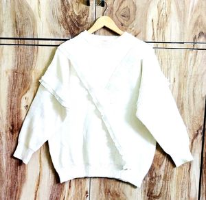 White Ruffle Sweater Size 42-44